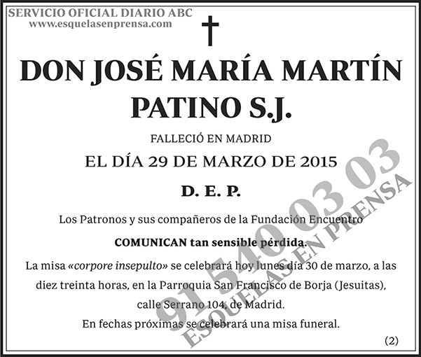 José María Martín Patino S.J.